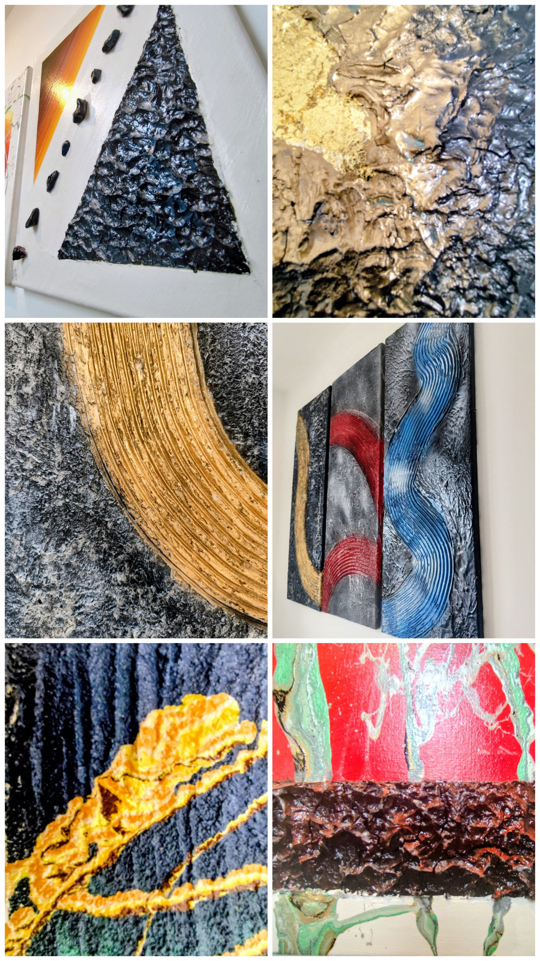 Collage of abstract paintings by Richard Javor